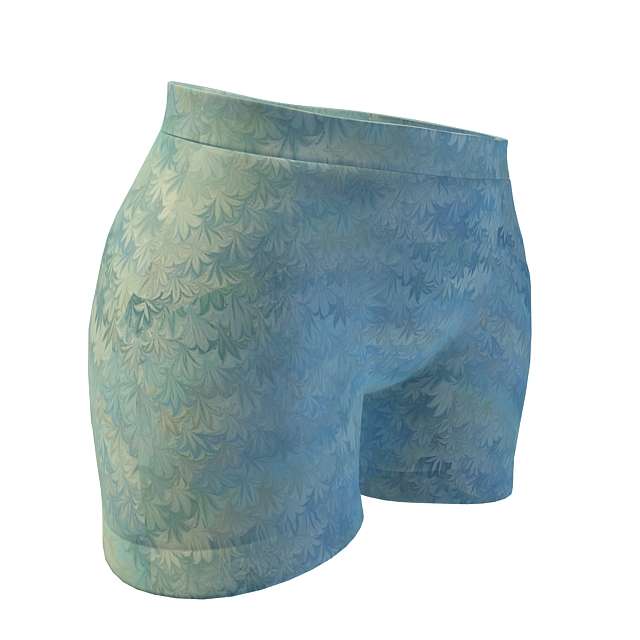 蓝色印花女士短裤3D模型