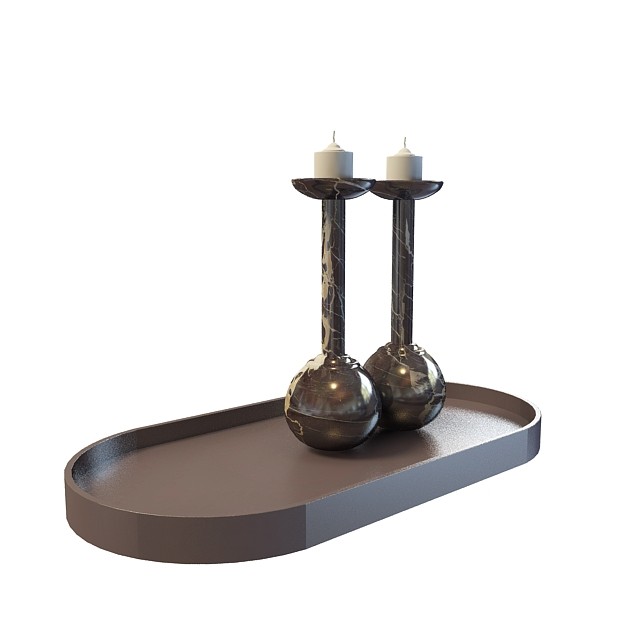 现代桌面创意烛台3D模型