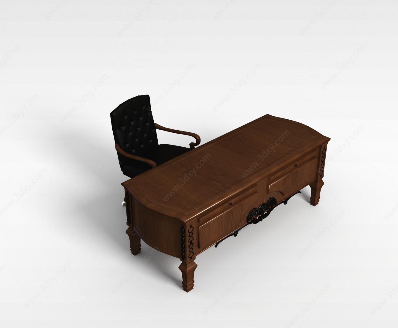3d模型下载 家具组合3d模型 桌椅3d模型 欧式办公桌椅3d模型 关键词