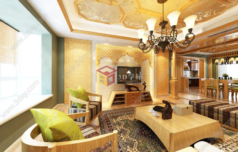 豪华东南亚客厅3D模型