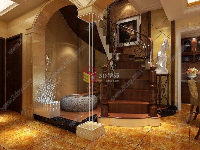 别墅楼梯间3D模型