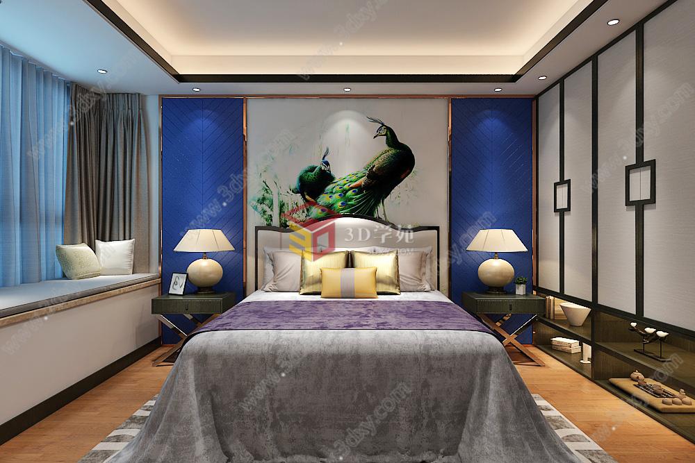新中式卧室2011版3D模型