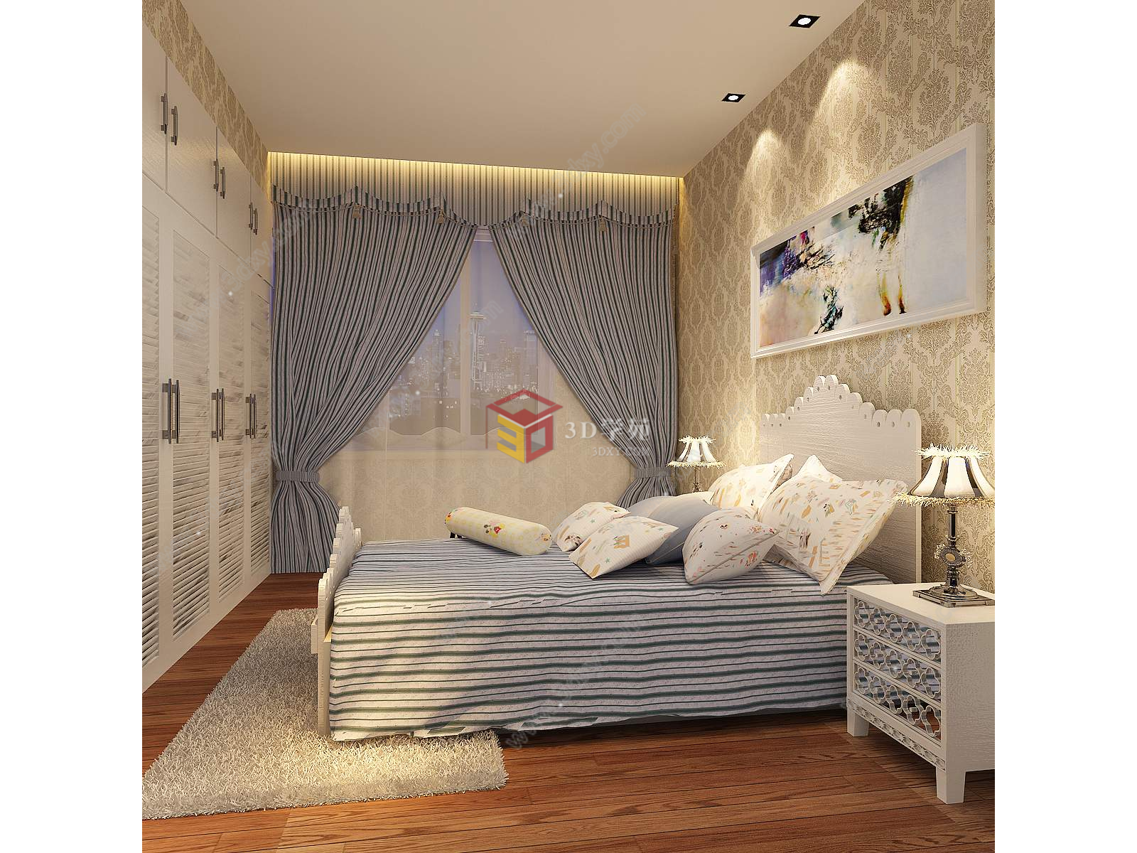 欧式田园卧室3D模型