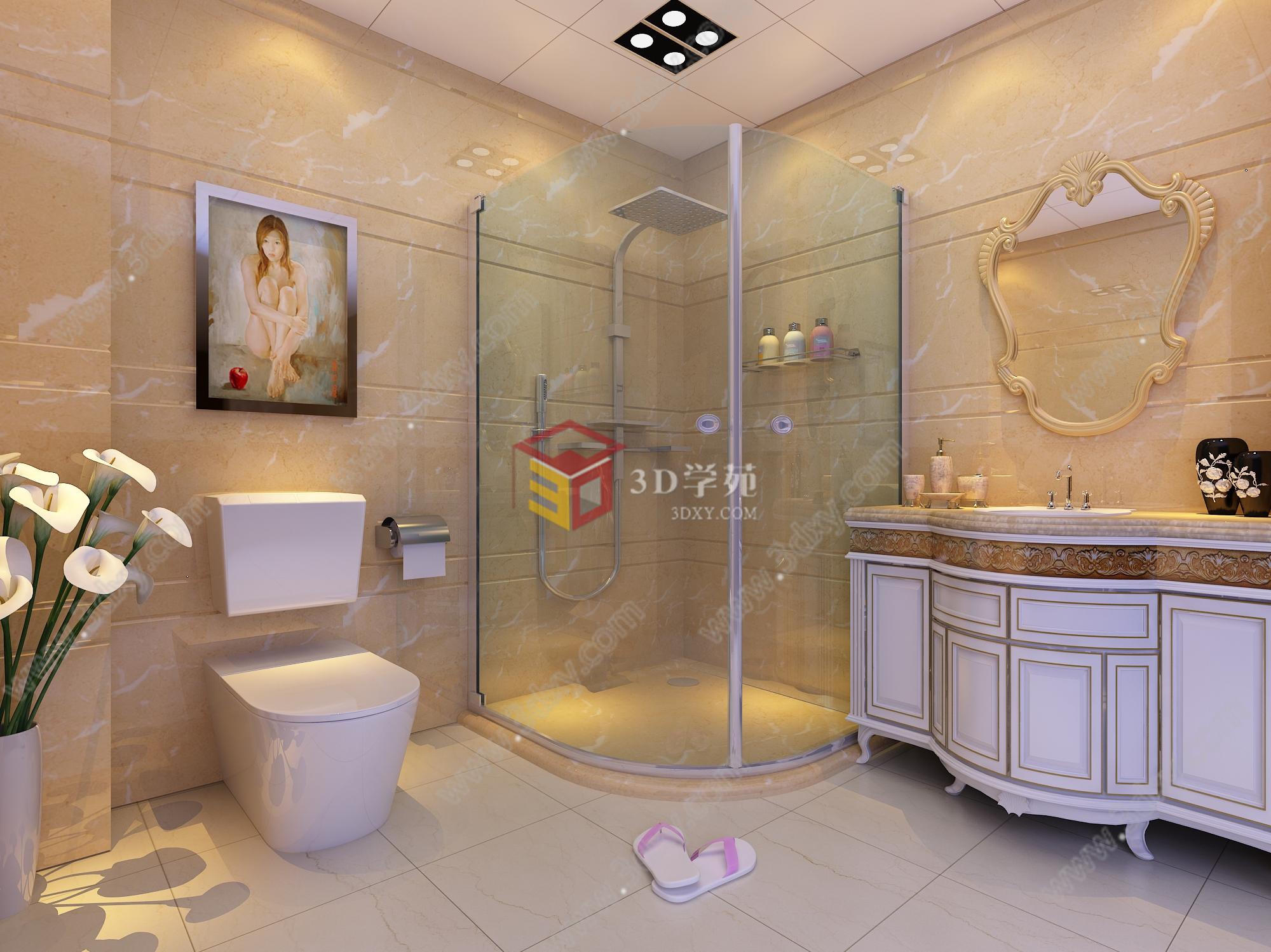 卫生间淋浴房设计3D模型