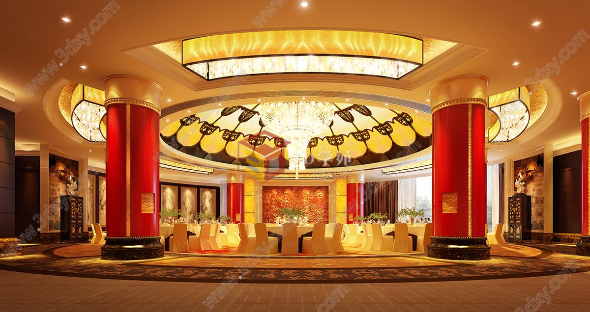 中国饭店宴会厅3D模型