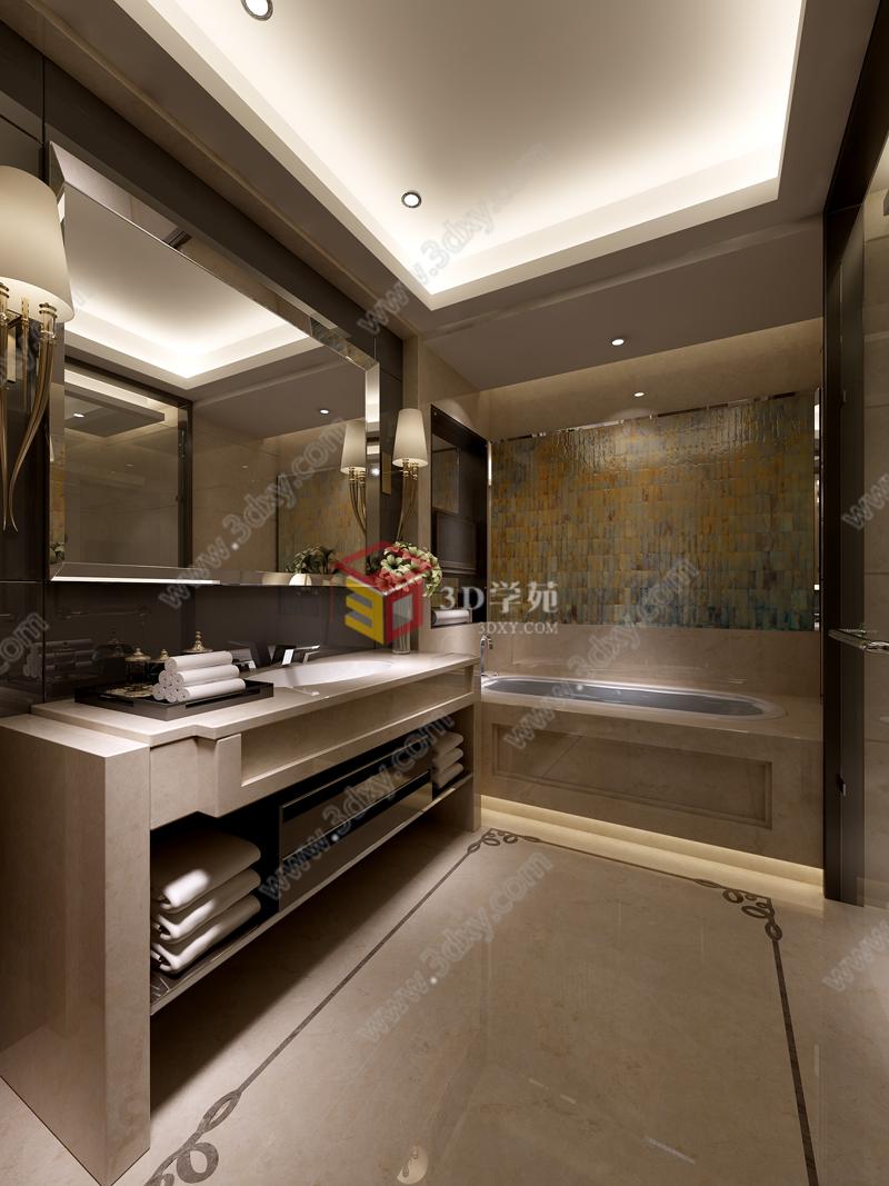 现代宾馆酒店浴室3D模型
