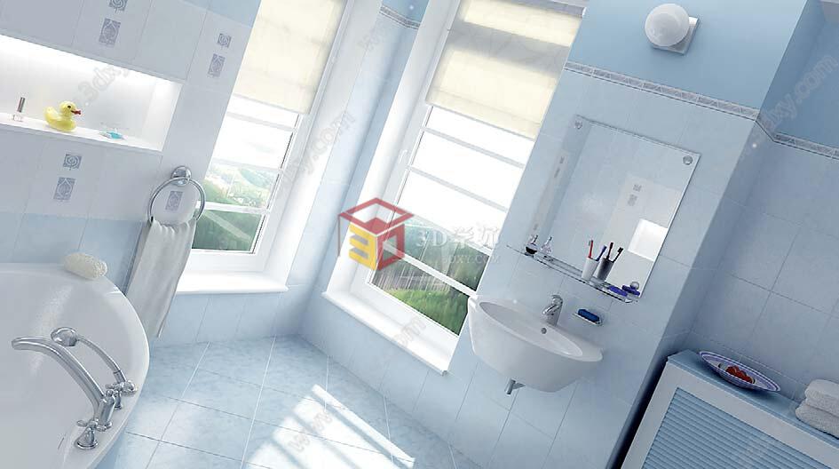 现代卫浴洗手间3D模型