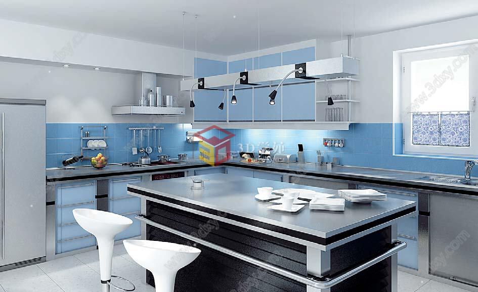 现代厨房餐厅3D模型
