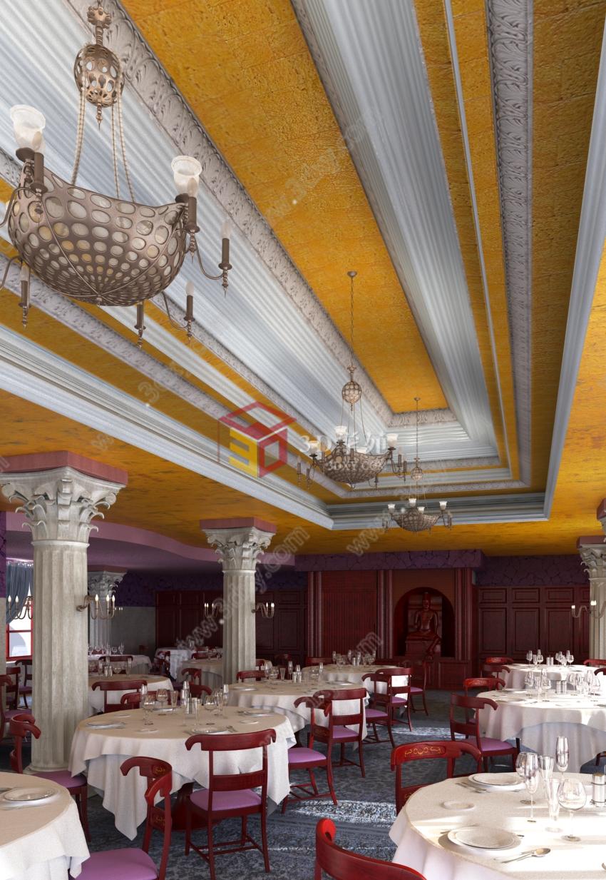 现代餐厅酒楼3D模型