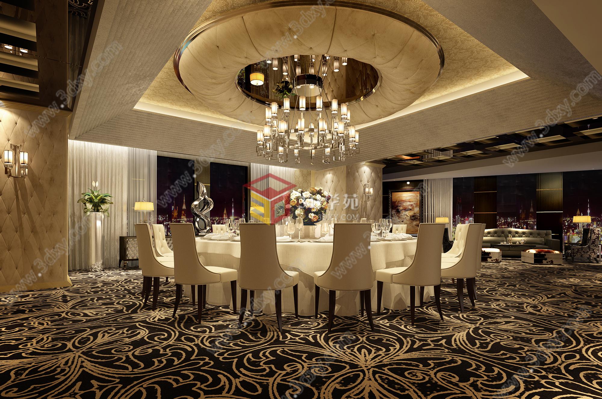 豪华餐厅贵宾室3D模型