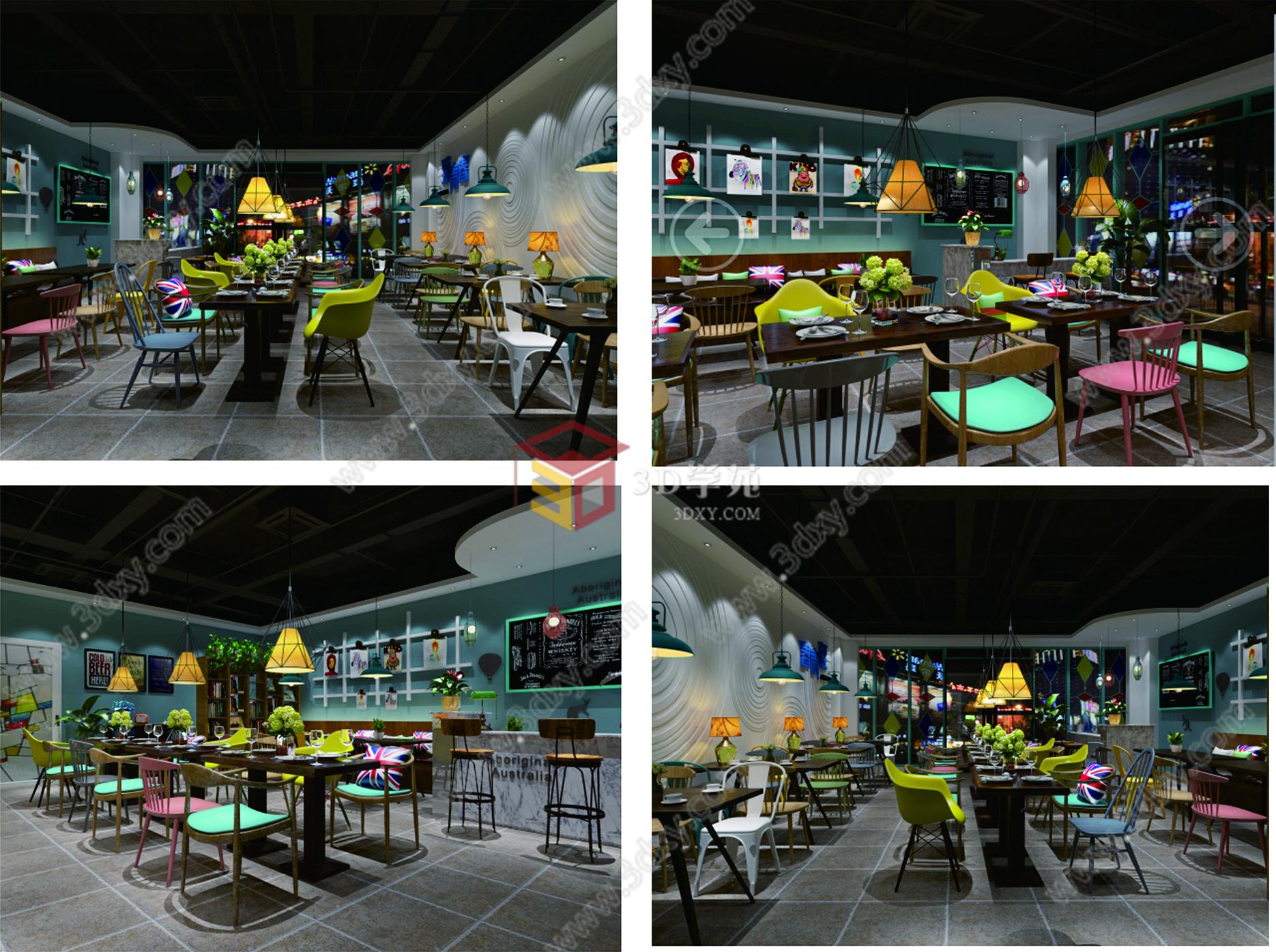 工业风咖啡店3D模型