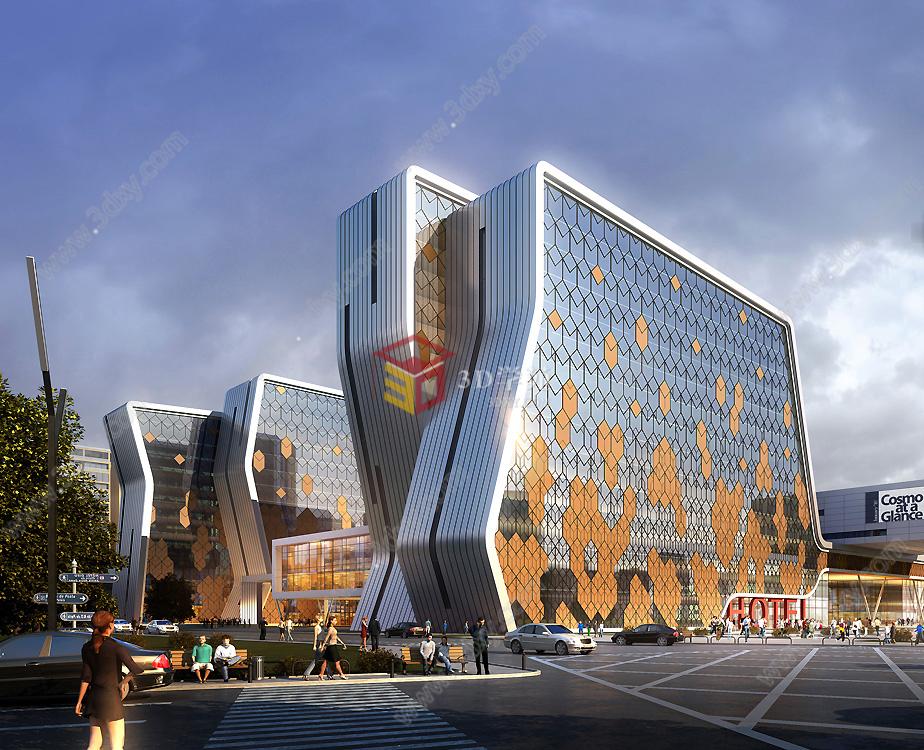 大酒店建筑外观3D模型