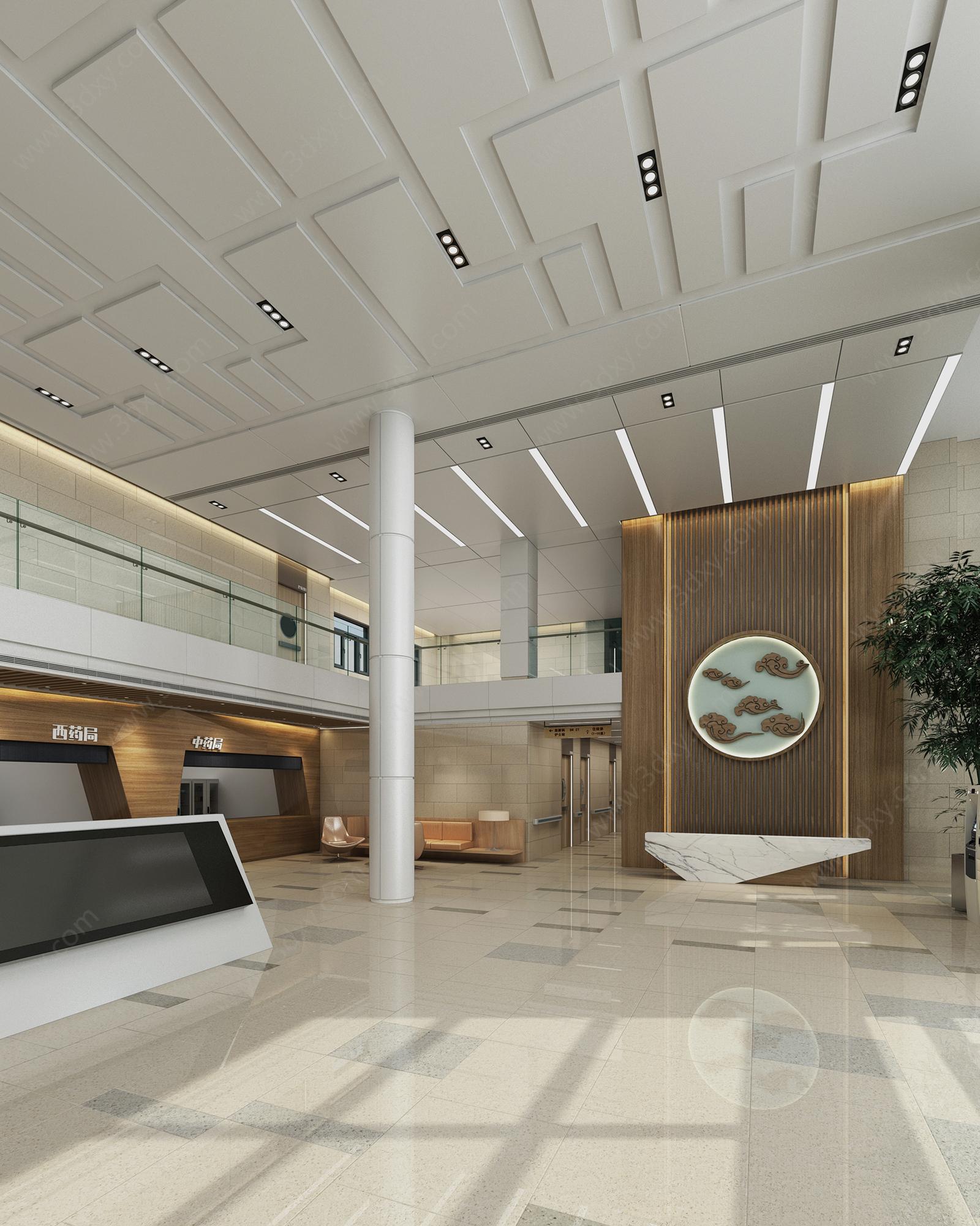 现代医院住院大厅3D模型