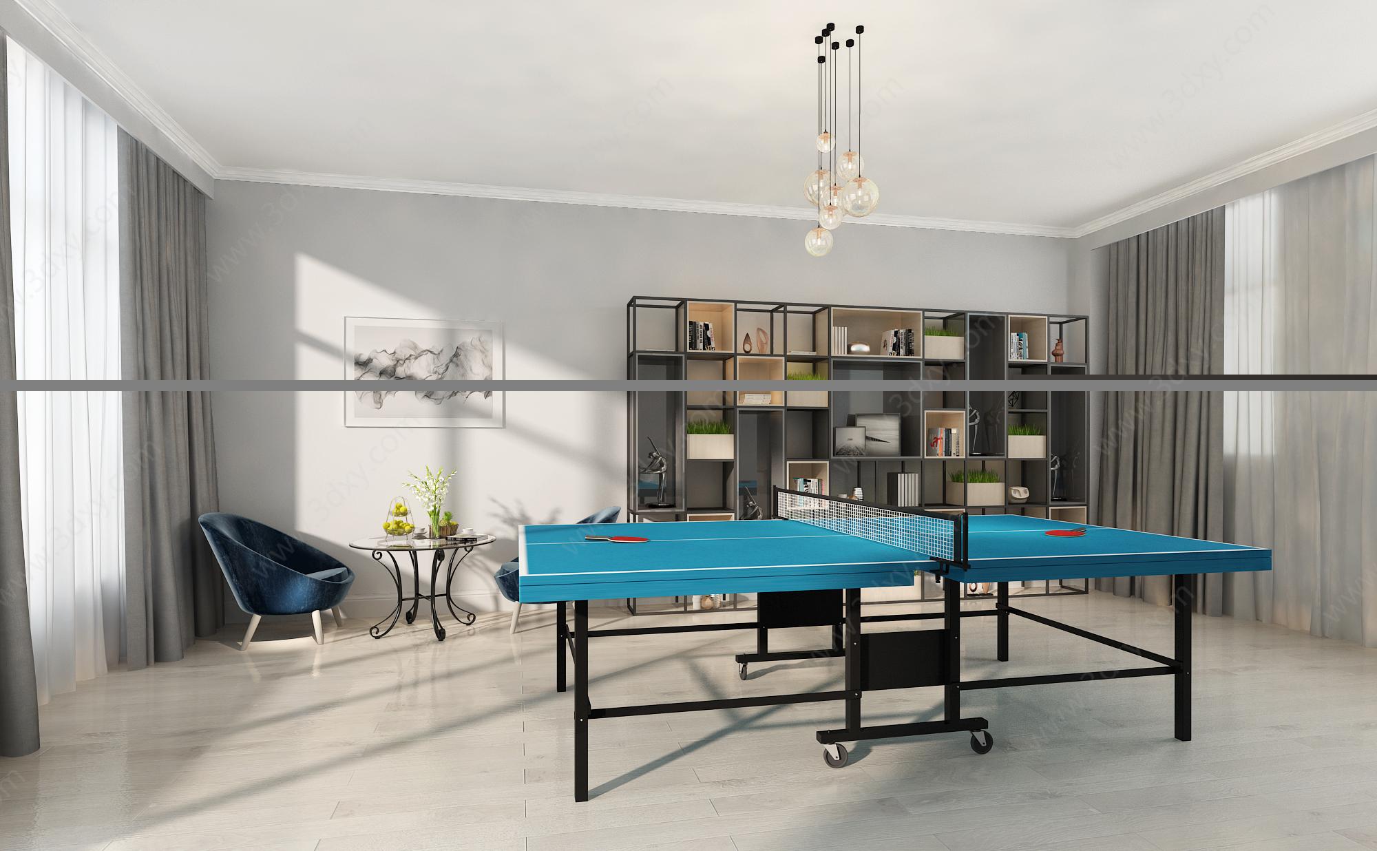 现代乒乓球室3D模型