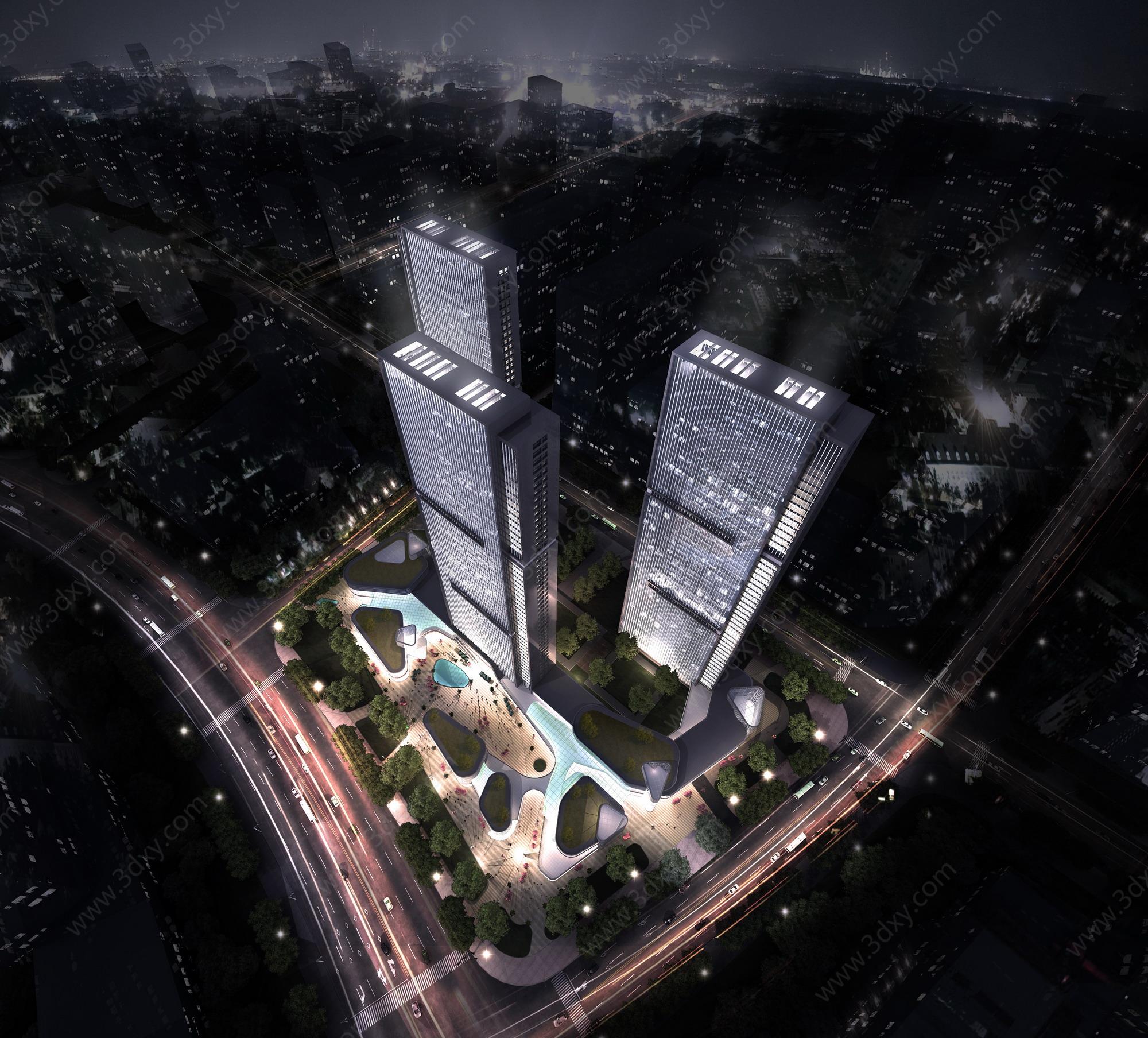 俯视鸟瞰城市3D模型
