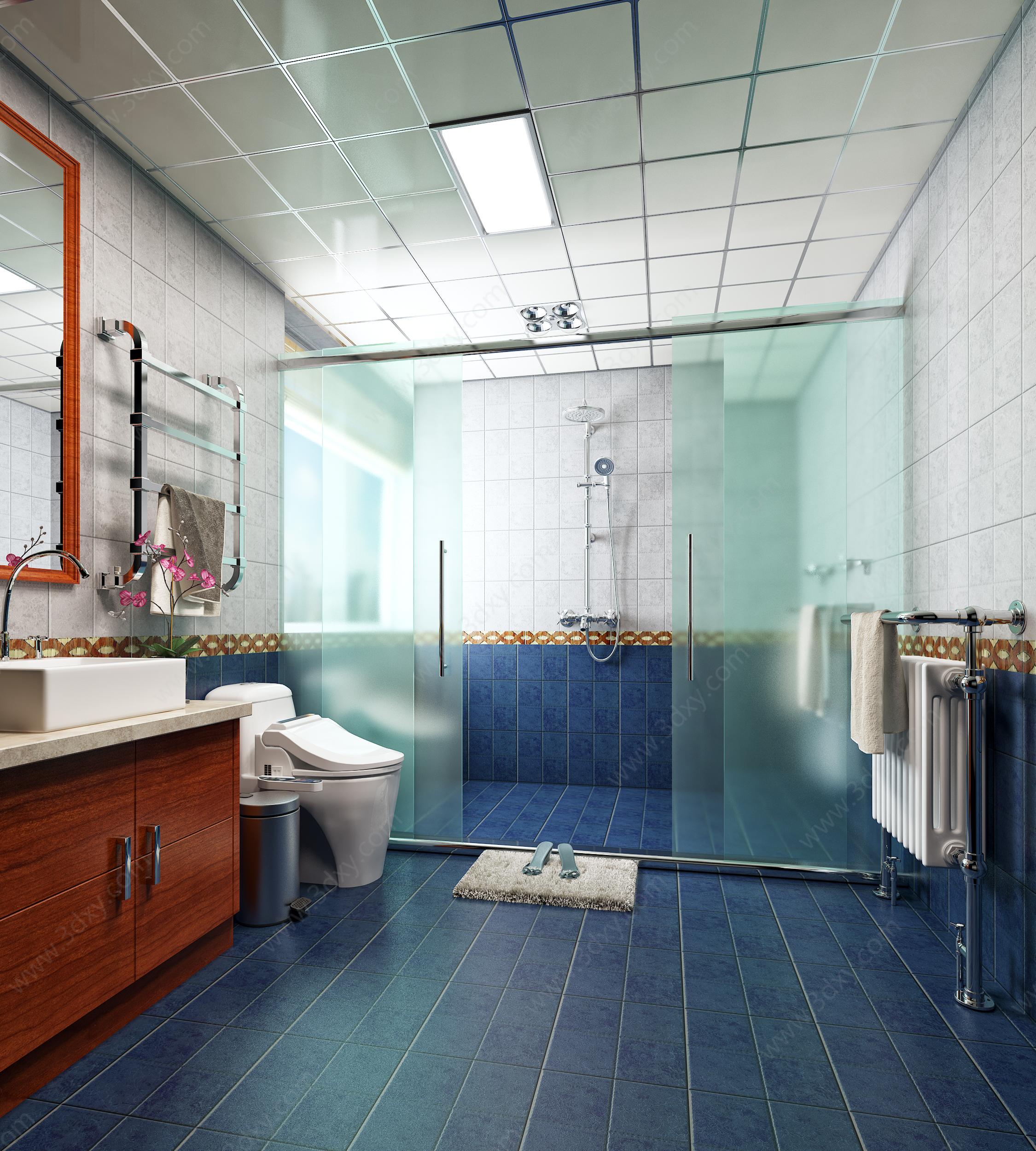 现代简约卫生间洗手间3D模型