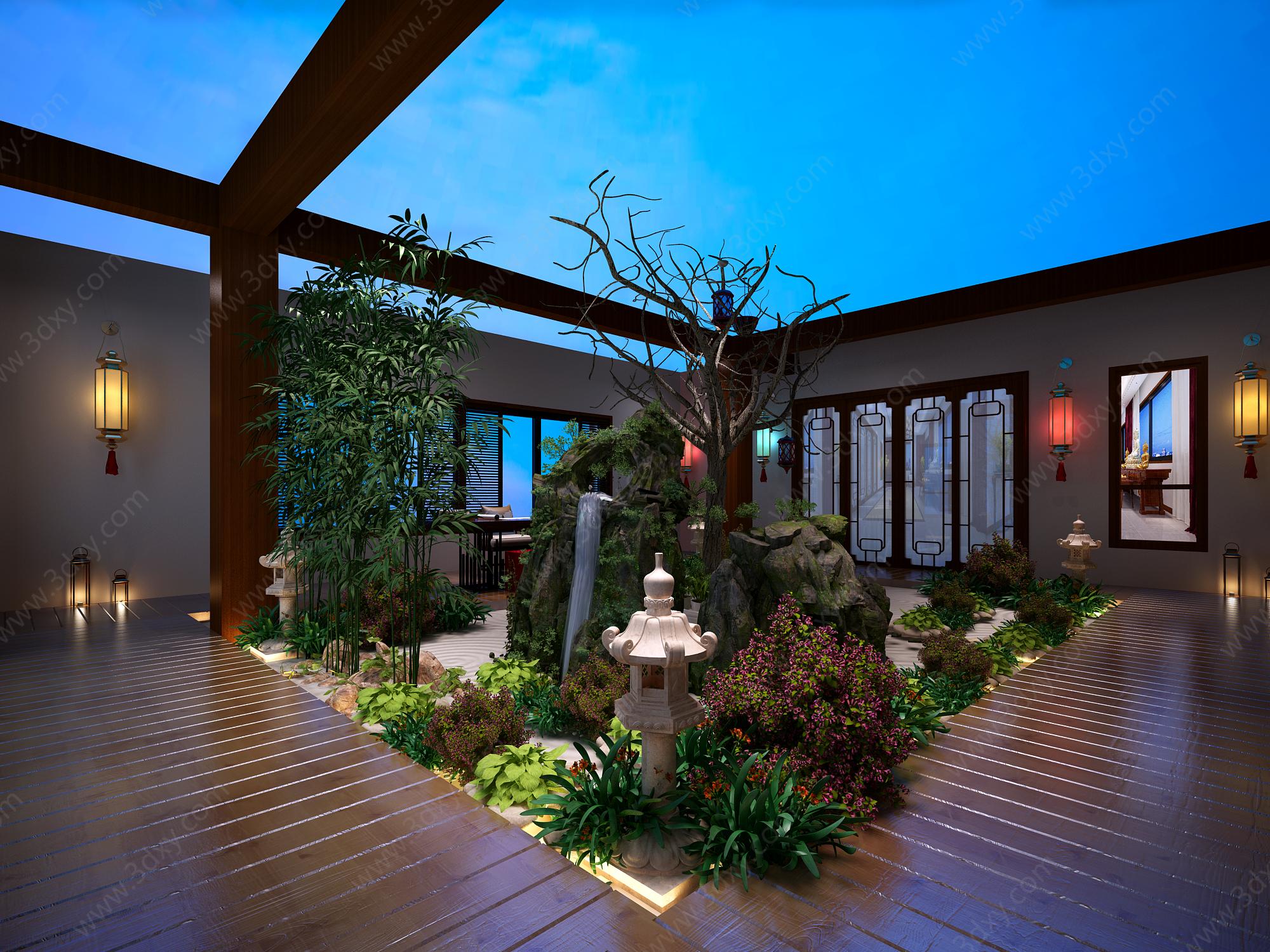 新中式入户花园3D模型