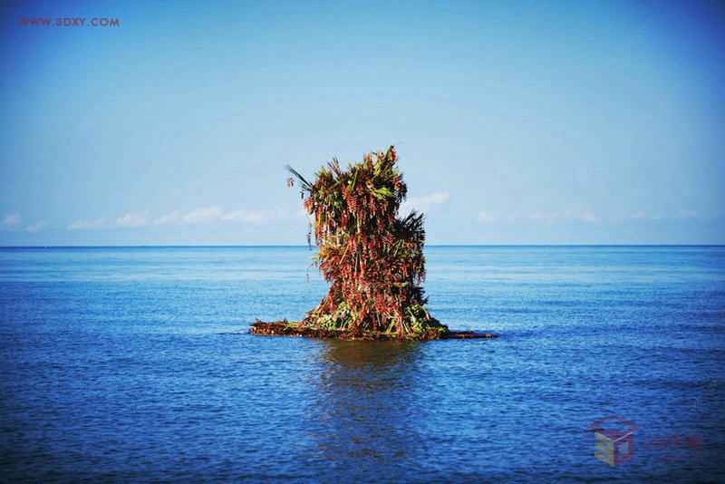 【创意分享】漂浮在海洋里的大型花雕塑