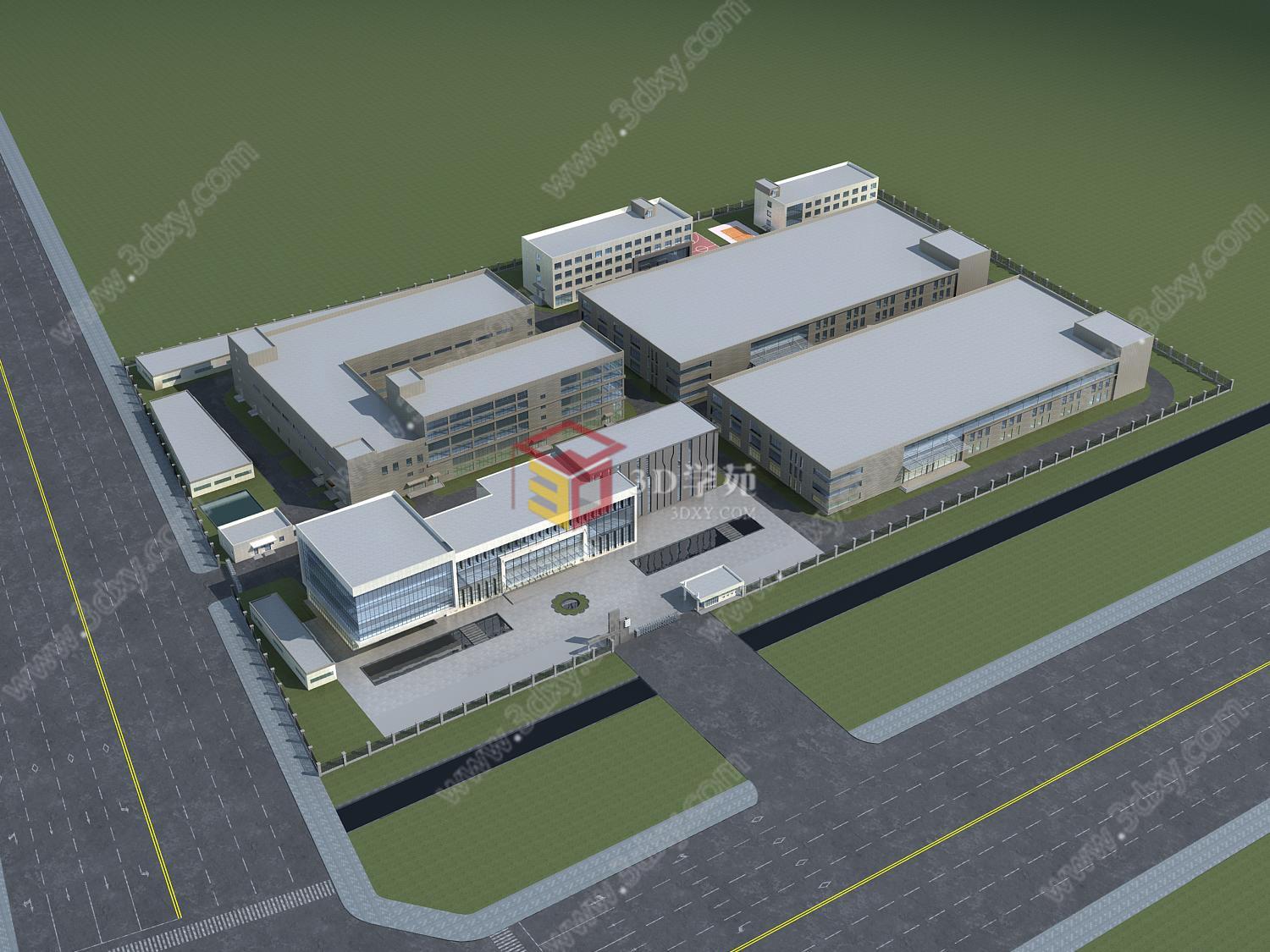 厂房办公楼规划3D模型
