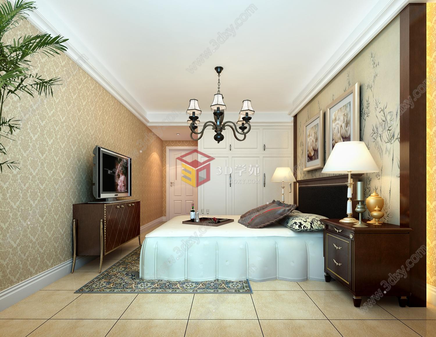 欧式新古典主义卧室3D模型
