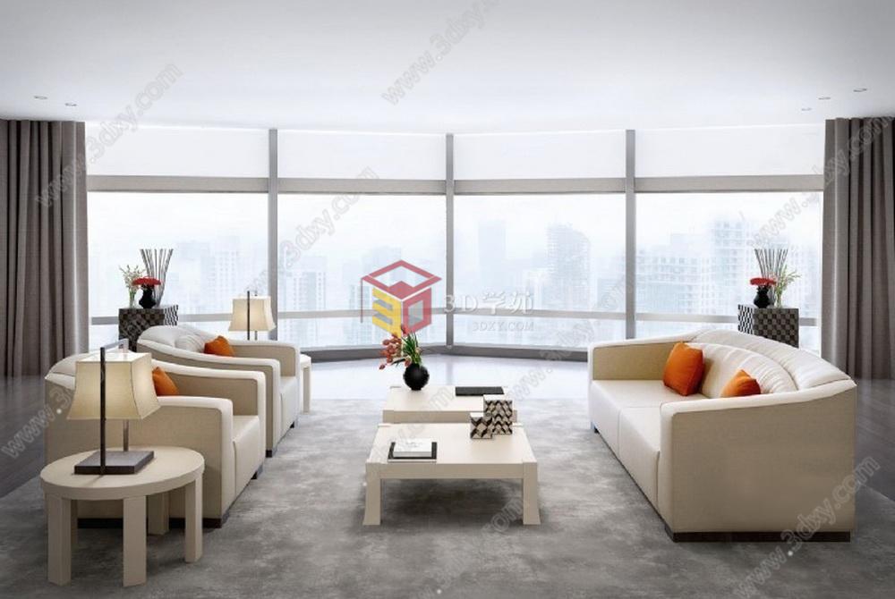现代客厅布艺沙发3D模型