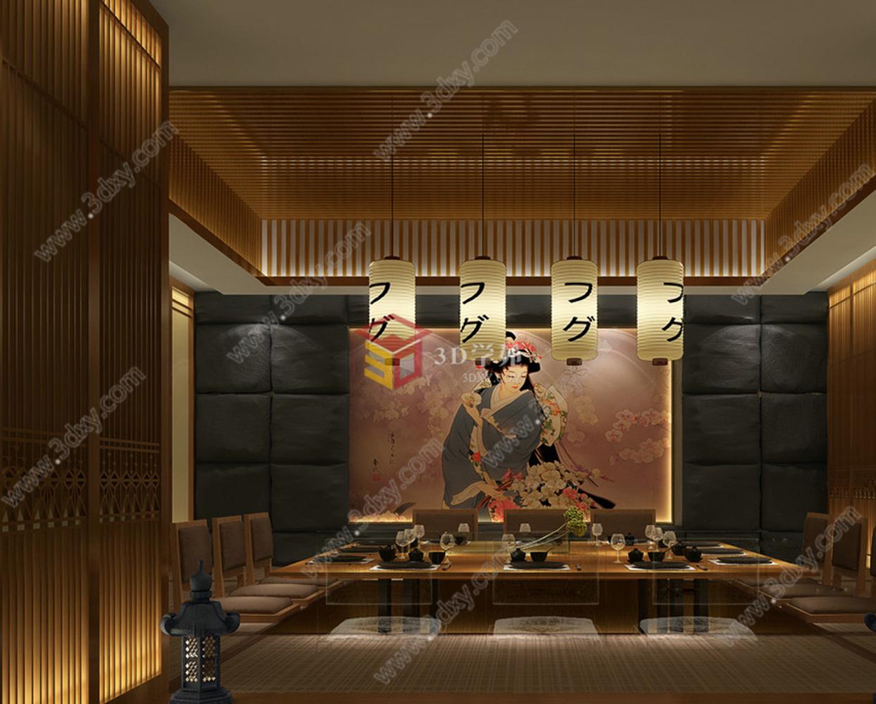 日式餐厅包房3D模型