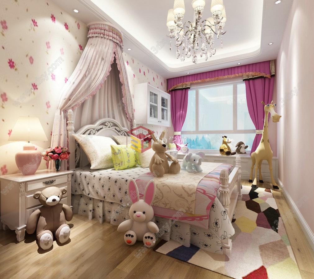 漂亮的儿童卧室3D模型