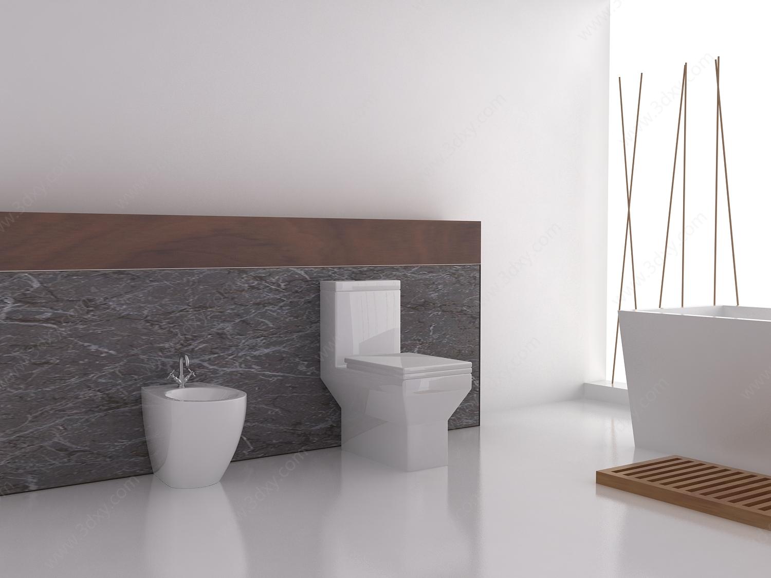 现代简约卫浴空间3D模型