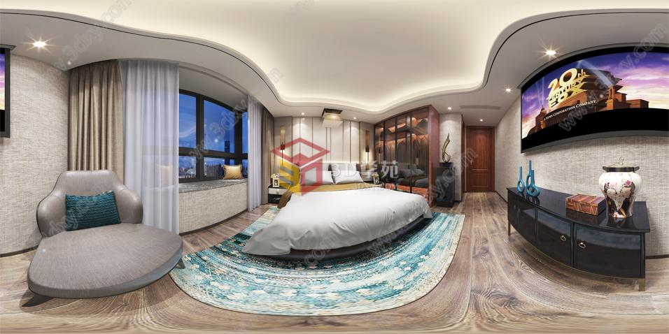 现代酒店卧室3D模型