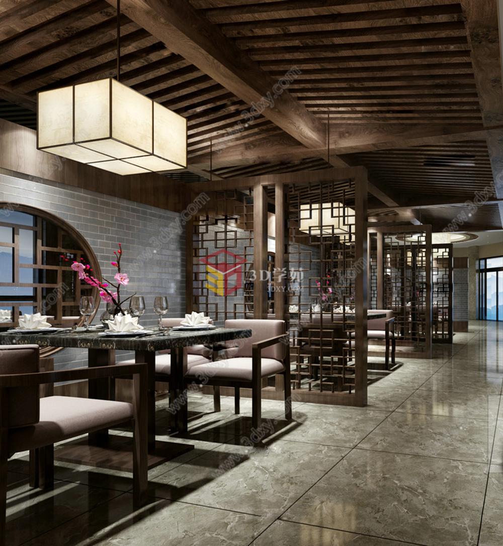 中式古典风餐厅3D模型