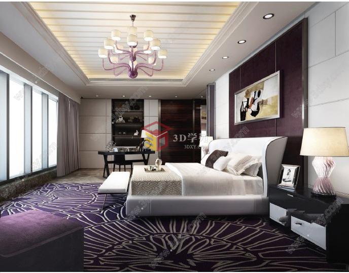 紫色高贵卧室3D模型