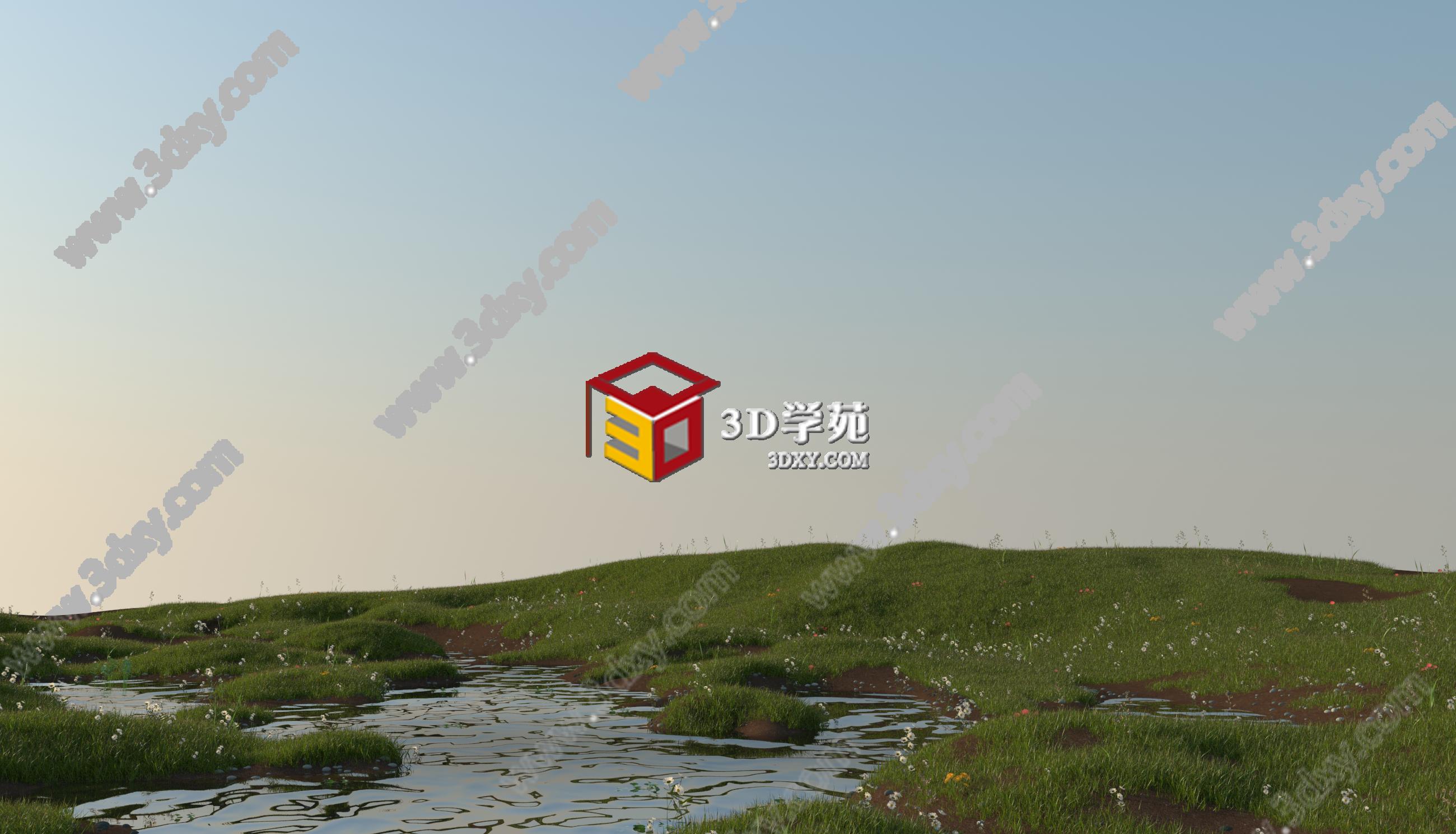 草地河塘3D模型