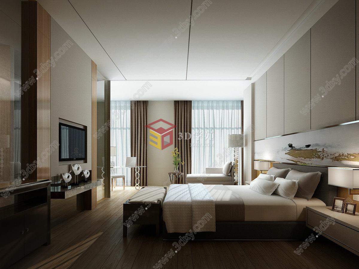 酒店卧室3D模型