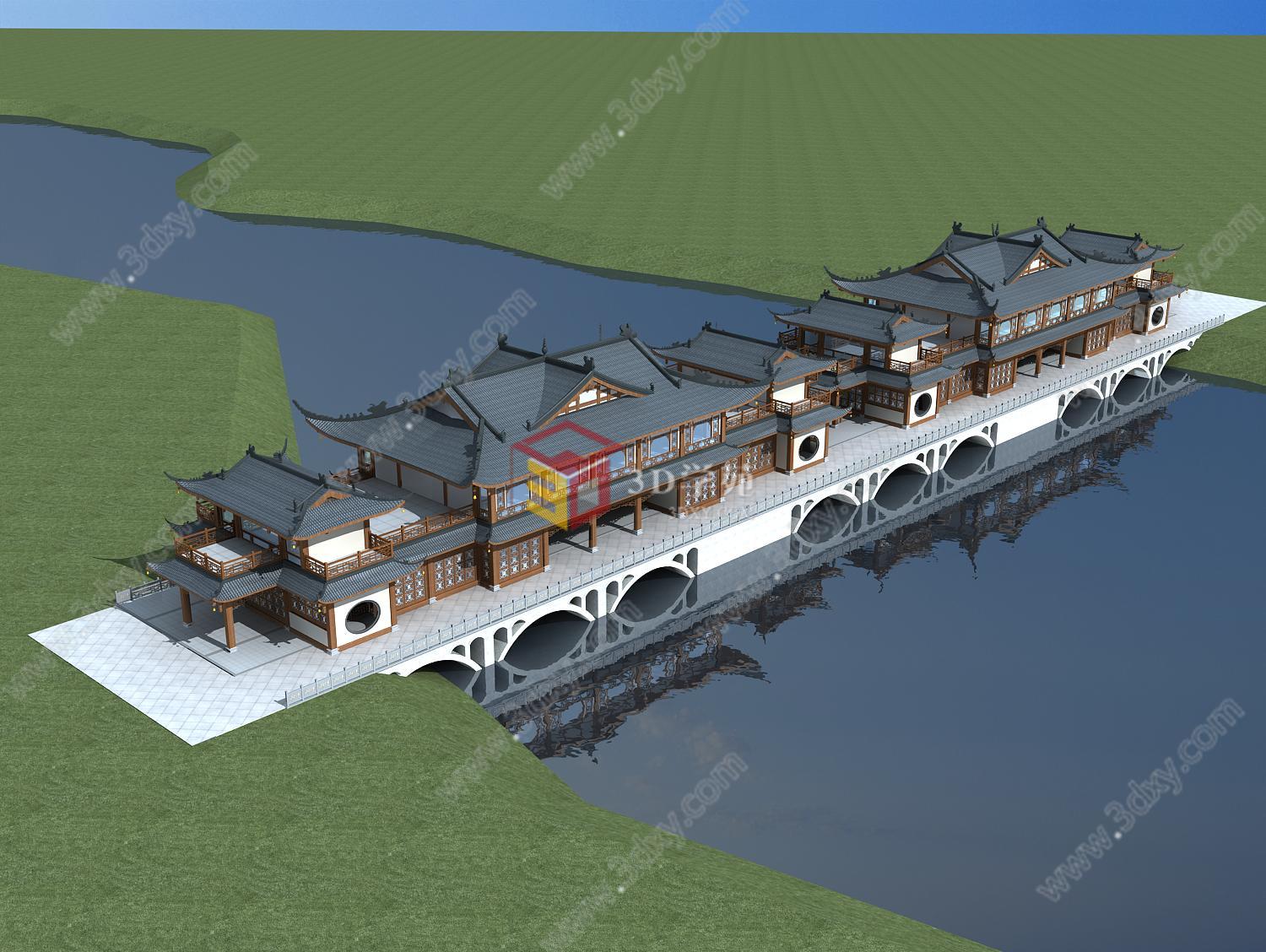 古建风雨桥3D模型