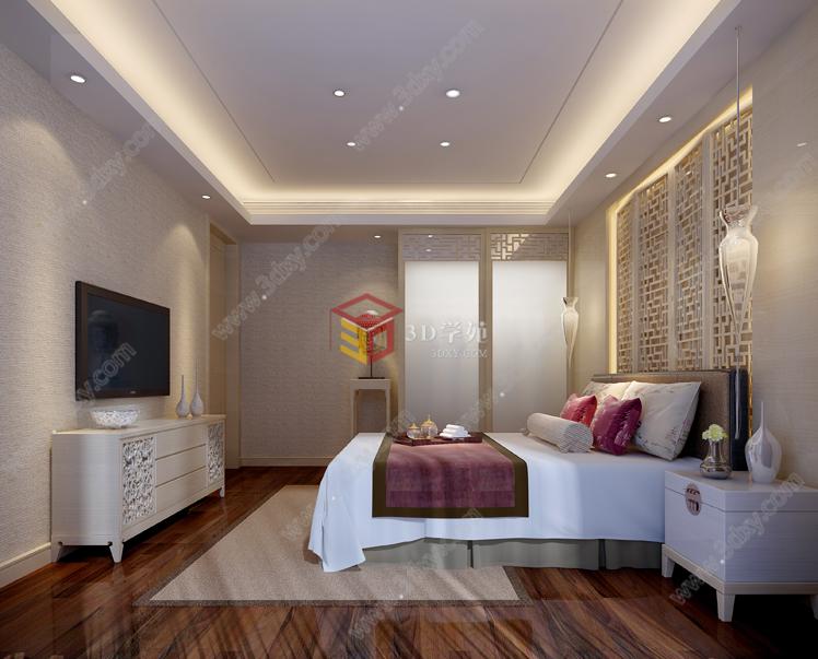 现代简约时尚卧室卧房整体3D模型