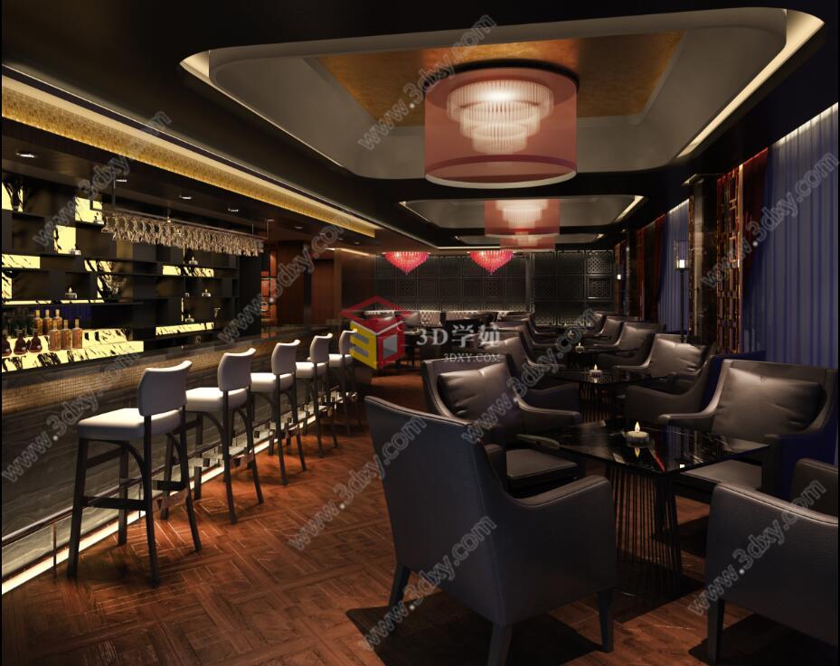 现代豪华酒吧整体3D模型