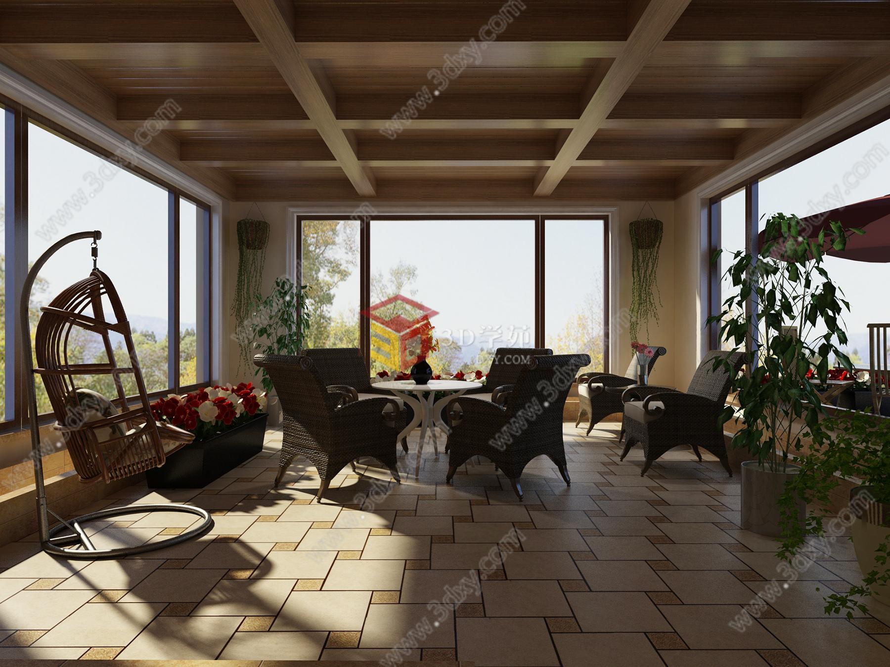 田园风格客厅3D模型