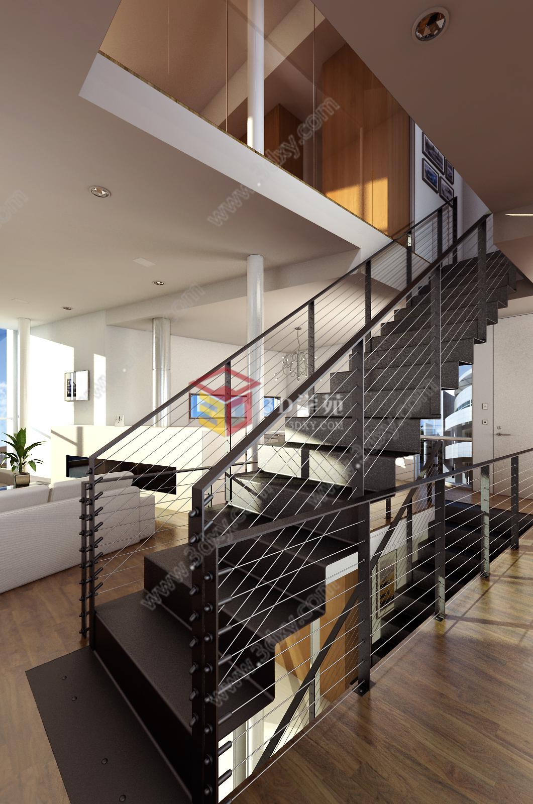 现代时尚复式楼楼梯3D模型