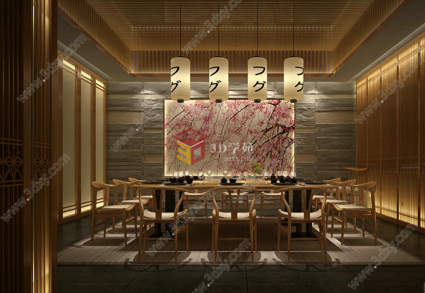 日式餐厅包房3D模型