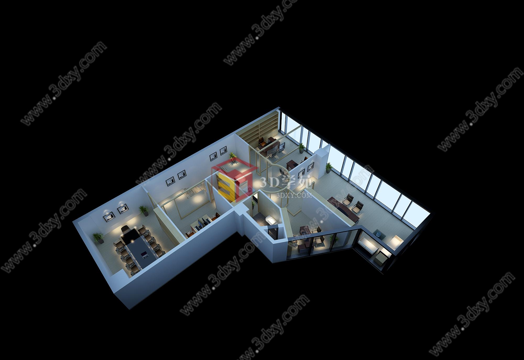 公司办公空间3D模型