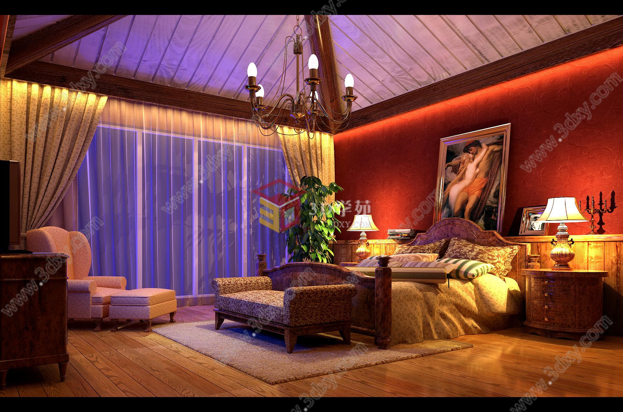 复古风欧式卧室3D模型
