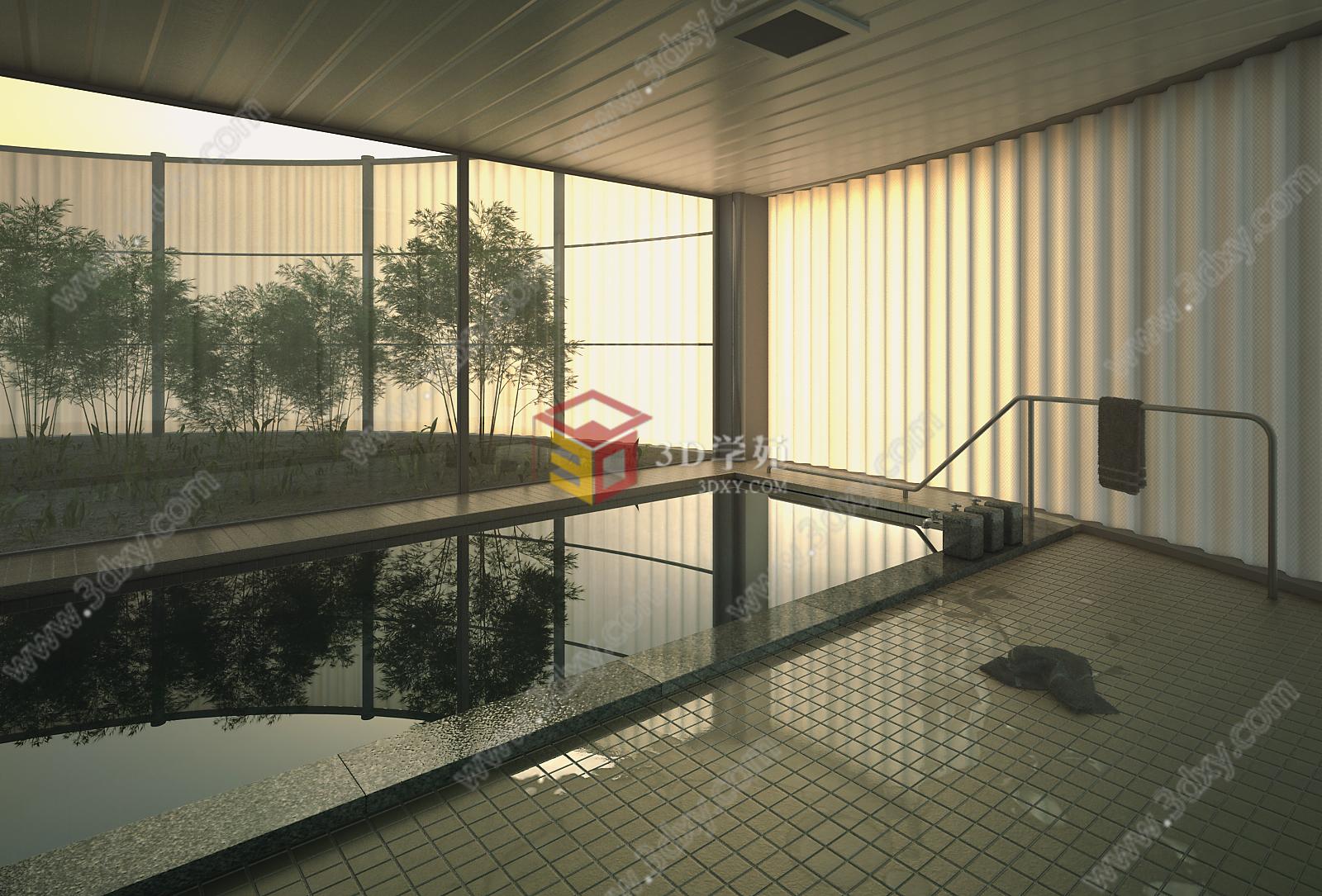 现代简约时尚游泳池3D模型