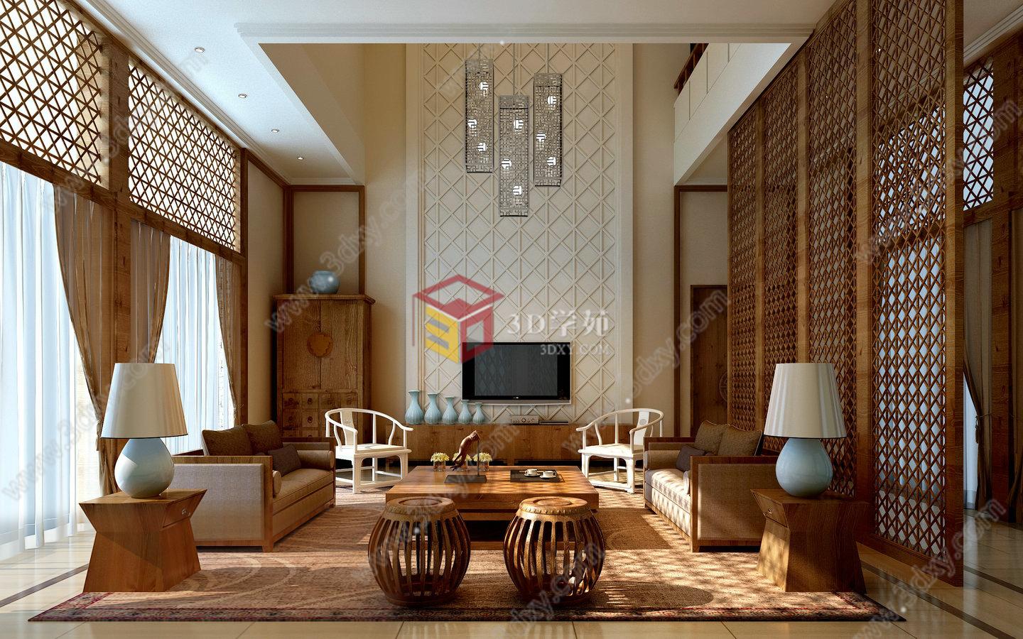 现代日式客厅3D模型