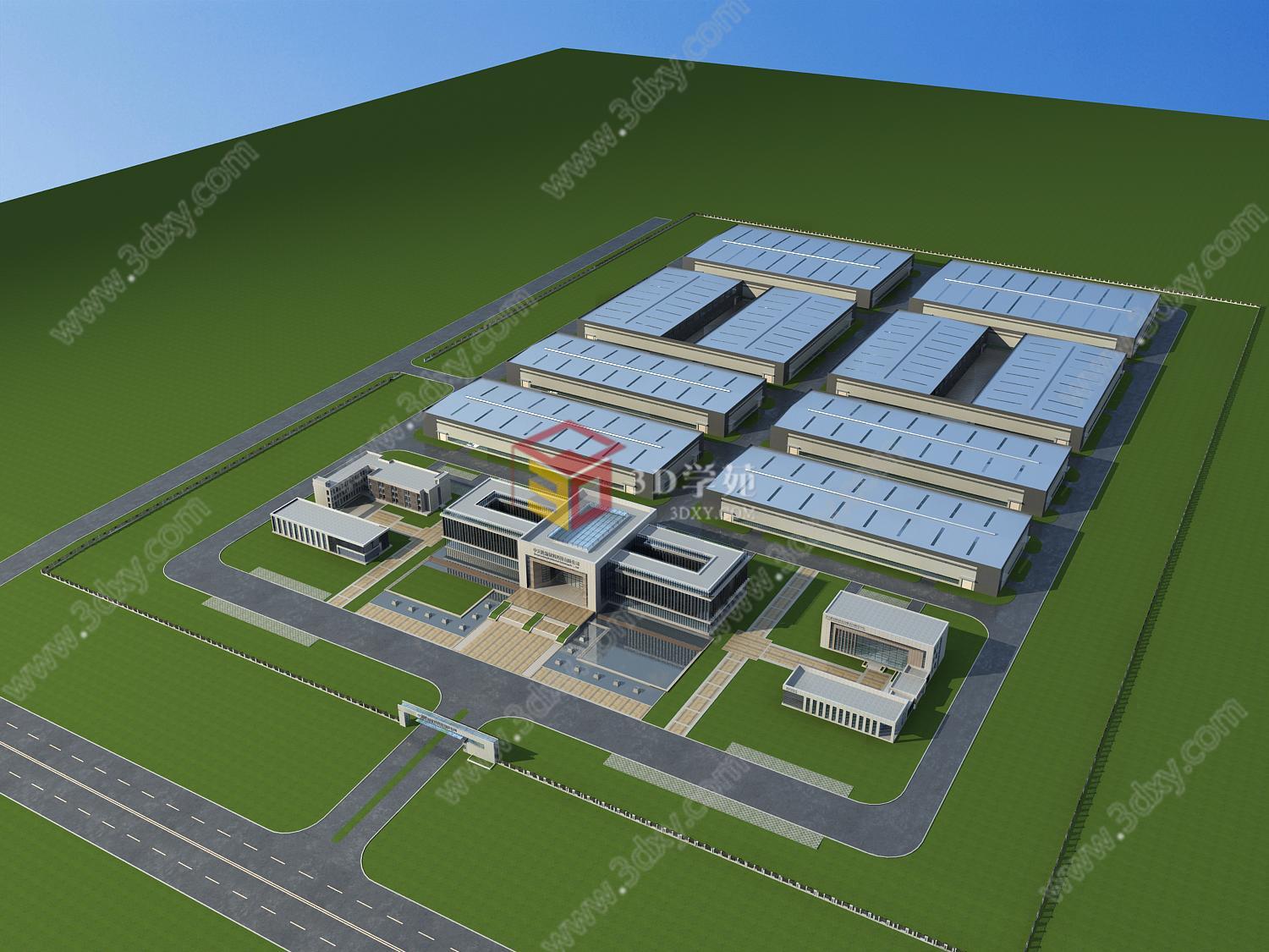 厂房办公楼建筑3D模型