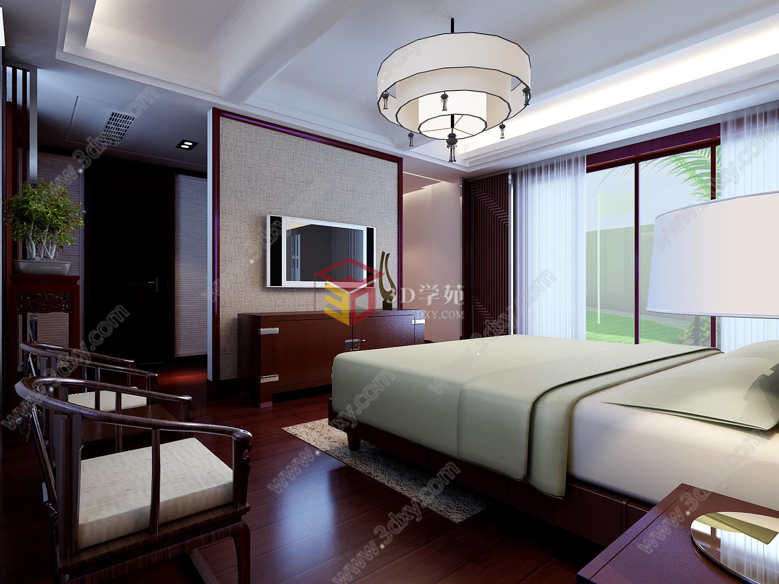 中式卧室3D模型
