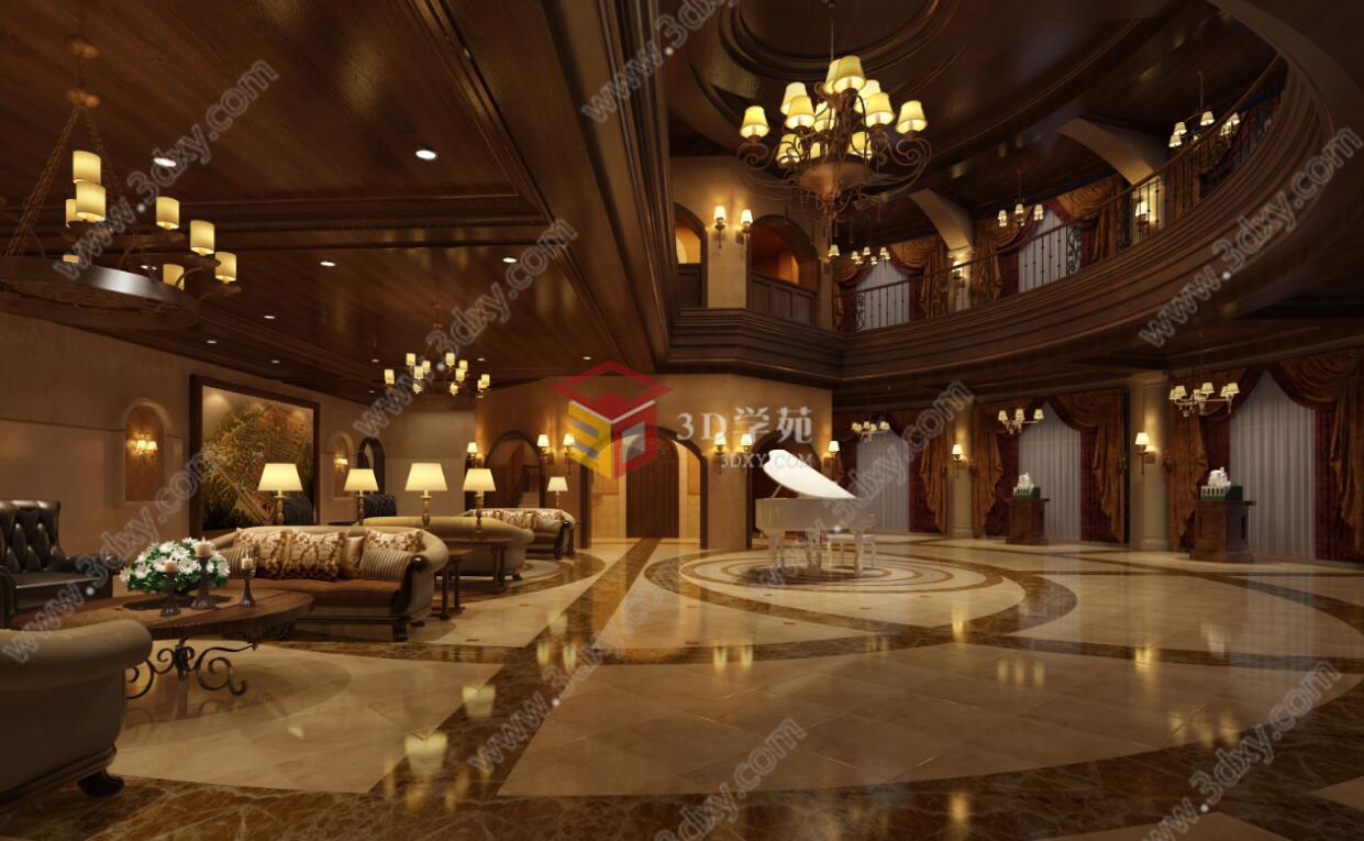 豪华酒店大厅大堂前台3D模型