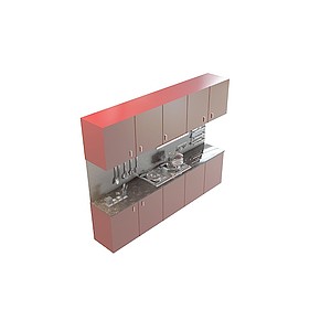 不锈钢台面橱柜3d模型