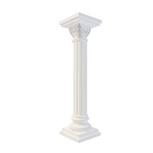 白色欧式圆柱3d模型