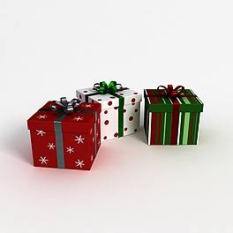 彩色圣诞礼物盒3D模型