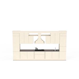 米色实木橱柜3d模型